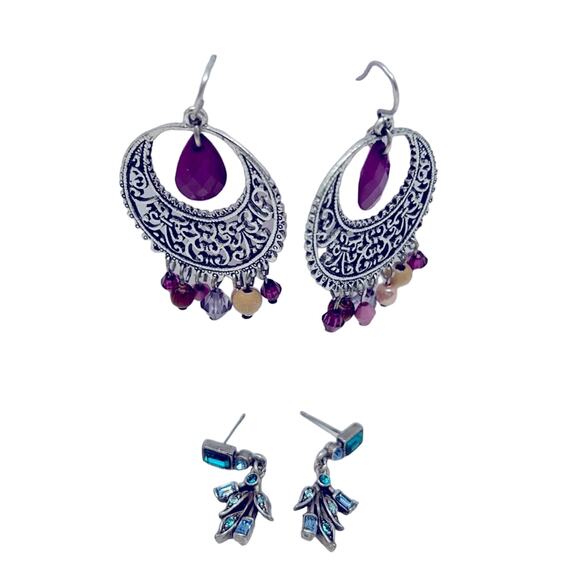 Lot of 2 Vintage Dangle Earrings - Picture 1 of 5
